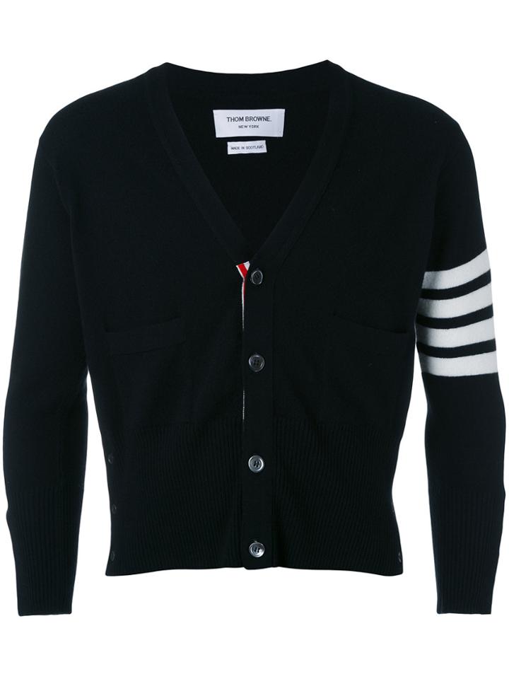 Thom Browne Four Stripe Sleeve Cardigan - Black