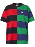 Burberry Contrast Stripe Cotton Oversized T-shirt - Multicolour