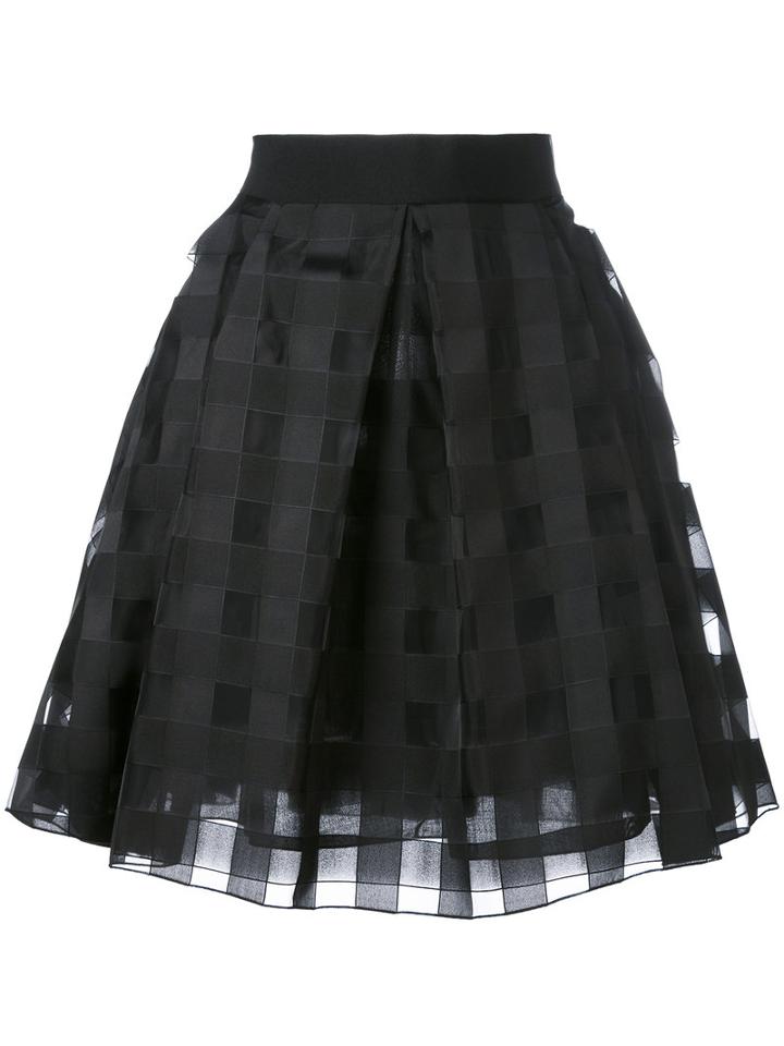 Blugirl - Jacquard Check Skirt - Women - Cotton/polyester - 44, Black, Cotton/polyester