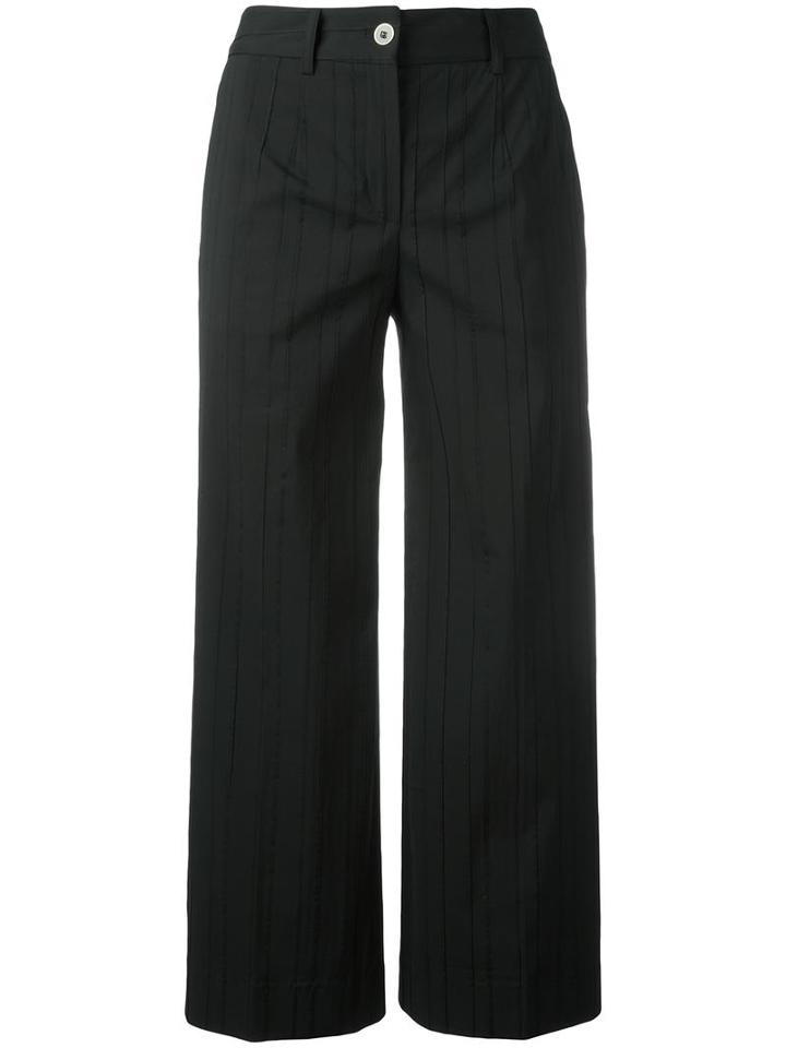 Blumarine Straight Cropped Trousers, Women's, Size: 40, Black, Cotton/polyamide/spandex/elastane