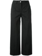 Blumarine Straight Cropped Trousers, Women's, Size: 40, Black, Cotton/polyamide/spandex/elastane