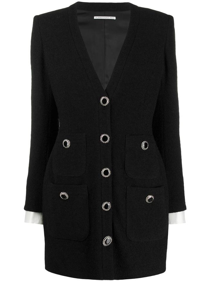 Alessandra Rich Fitted Button Dress - Black