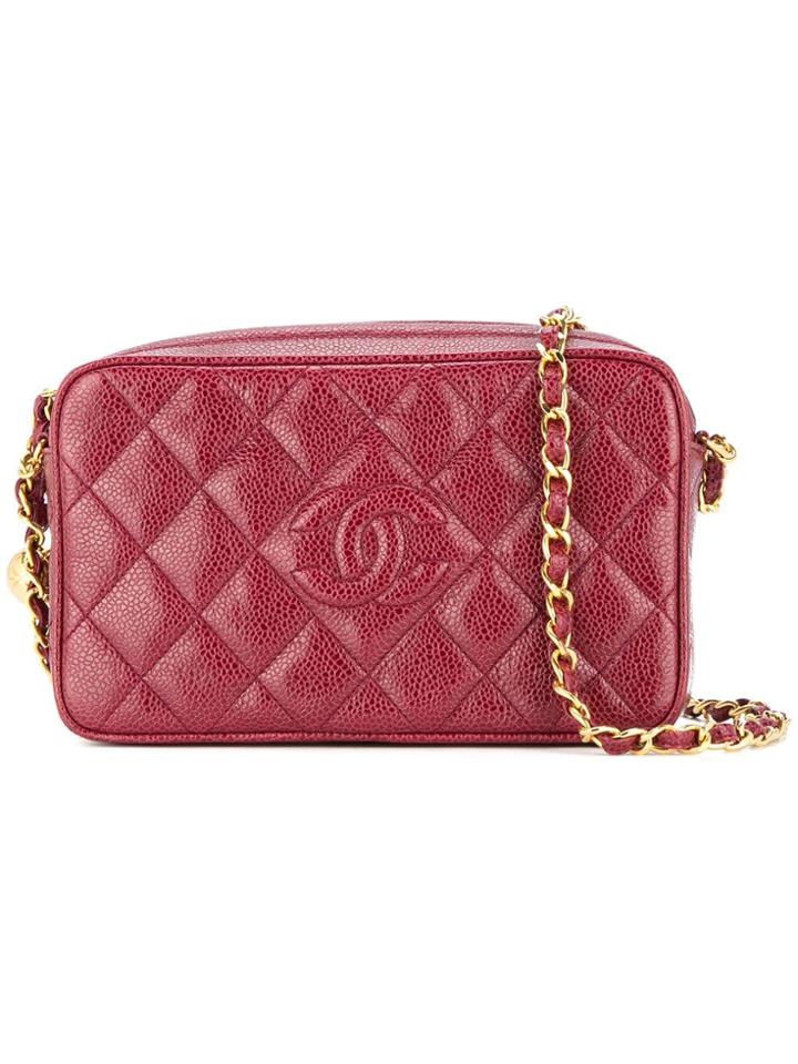 Chanel Vintage Chanel Quilted Chain Shoulder Bag - Red