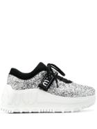 Miu Miu Glitter Platform Sneakers - Silver