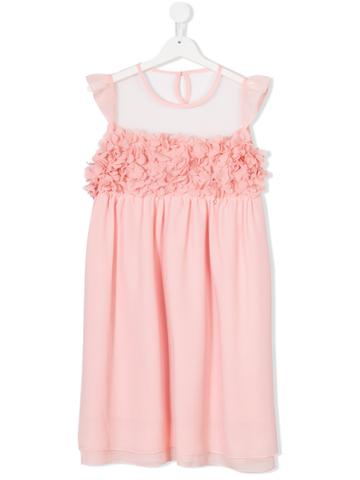Patrizia Pepe Junior Sheer Floral Dress - Pink & Purple