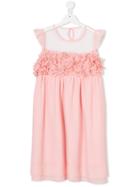 Patrizia Pepe Junior Sheer Floral Dress - Pink & Purple
