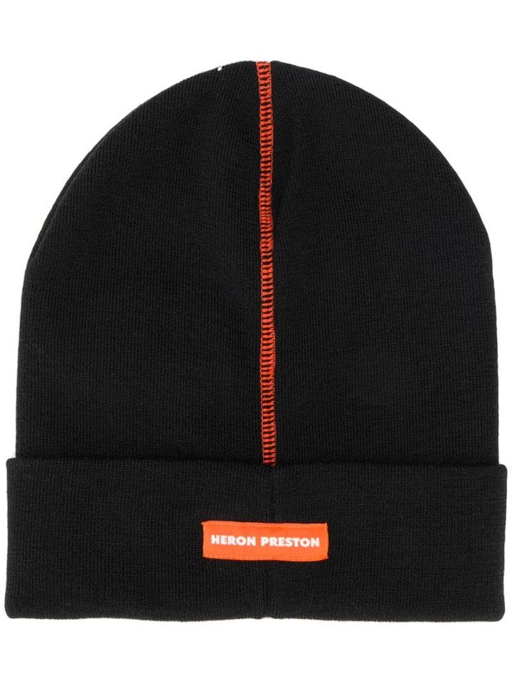 Heron Preston Logo Patch Beanie Hat - Black