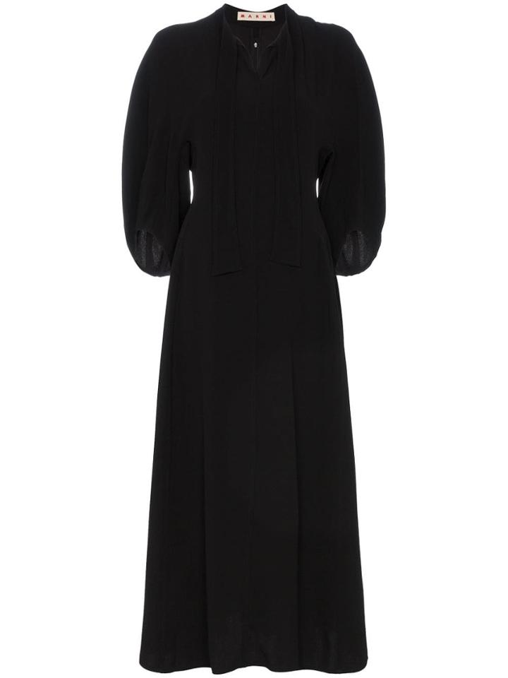 Marni Tie Neck Bell Sleeve Crepe Dress - Black