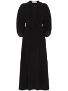 Marni Tie Neck Bell Sleeve Crepe Dress - Black