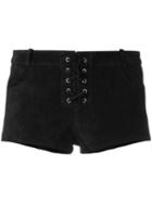 Isabel Marant Étoile Lace-up Shorts, Women's, Size: 42, Black, Calf Leather/acetate/viscose