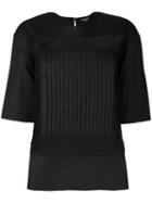 Rochas - Sheer Panel Blouse - Women - Cotton/spandex/elastane - 46, Black, Cotton/spandex/elastane