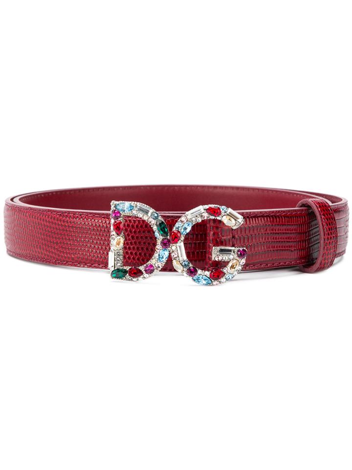 Dolce & Gabbana Bejewelled Buckle Belt - Red