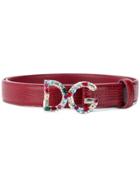 Dolce & Gabbana Bejewelled Buckle Belt - Red