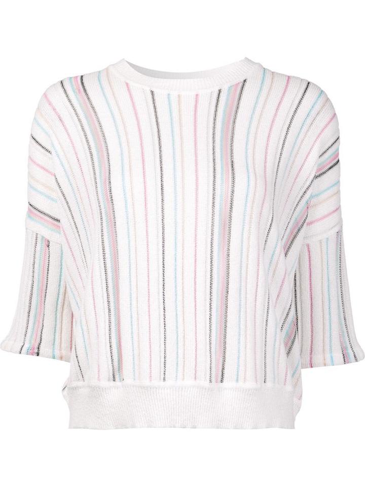 Adam Lippes Cropped Short Sleeve Jumper, Women's, Size: Large, White, Cotton