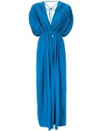 Fisico Gathered Tied Gown - Blue