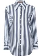 Michael Kors - Striped Boyfriend Fit Shirt - Women - Cotton/polyamide/spandex/elastane - 0, Blue, Cotton/polyamide/spandex/elastane