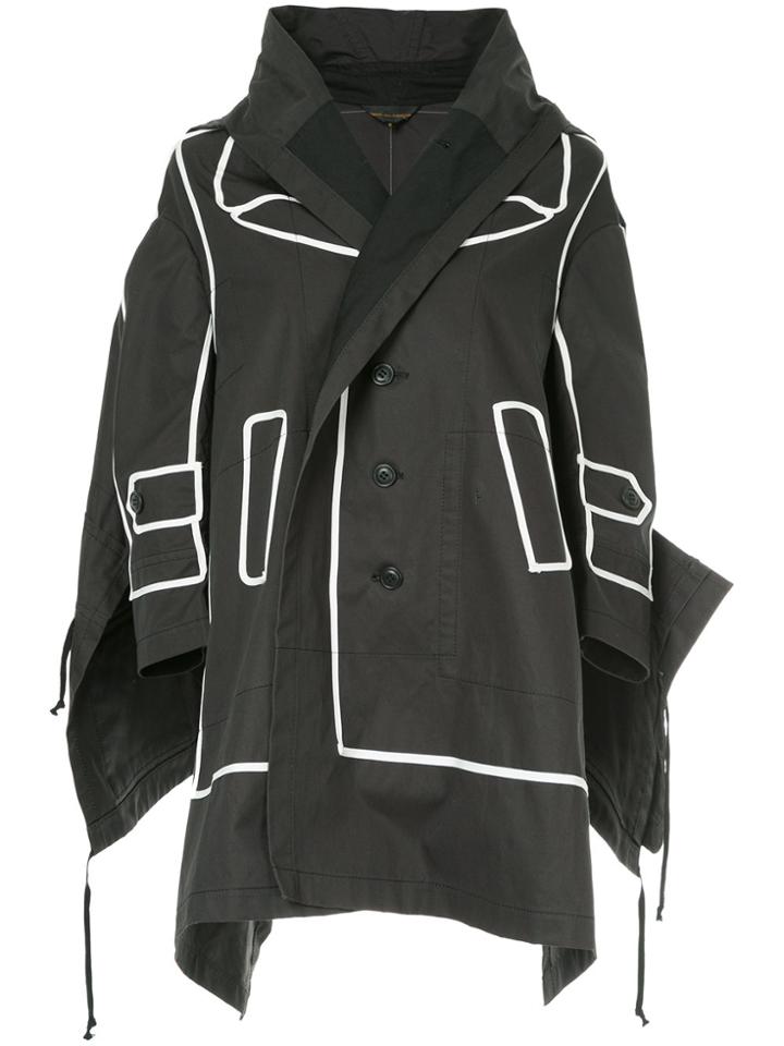 Comme Des Garçons Vintage Contrast-trim Draped Jacket - Black