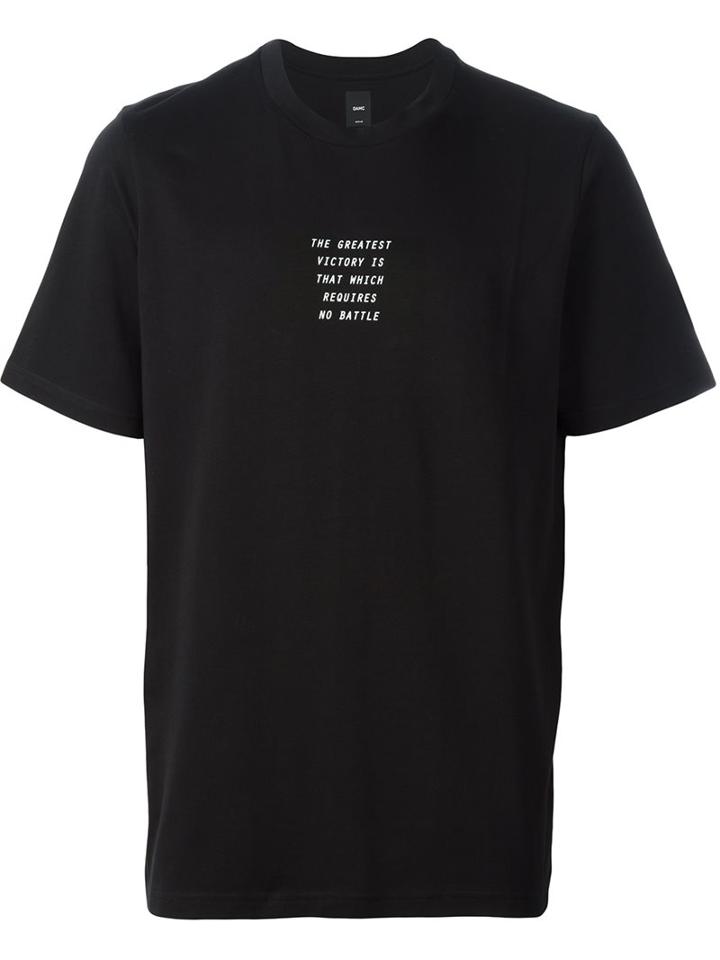 Oamc Quote Print T-shirt, Men's, Size: Xl, Black, Cotton