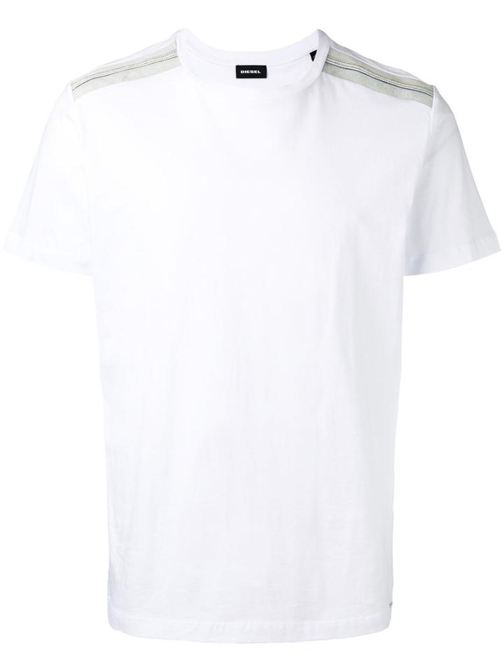Diesel Shoulder Stripe T-shirt, Men's, Size: Small, White, Cotton
