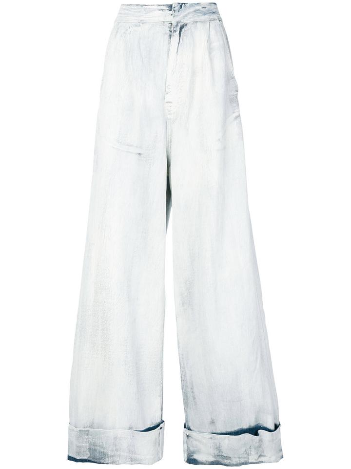 Mm6 Maison Margiela - Denim Palazzo Pants - Women - Cotton/organic Cotton/polyester - 42, White, Cotton/organic Cotton/polyester