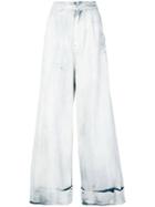 Mm6 Maison Margiela - Denim Palazzo Pants - Women - Cotton/organic Cotton/polyester - 42, White, Cotton/organic Cotton/polyester