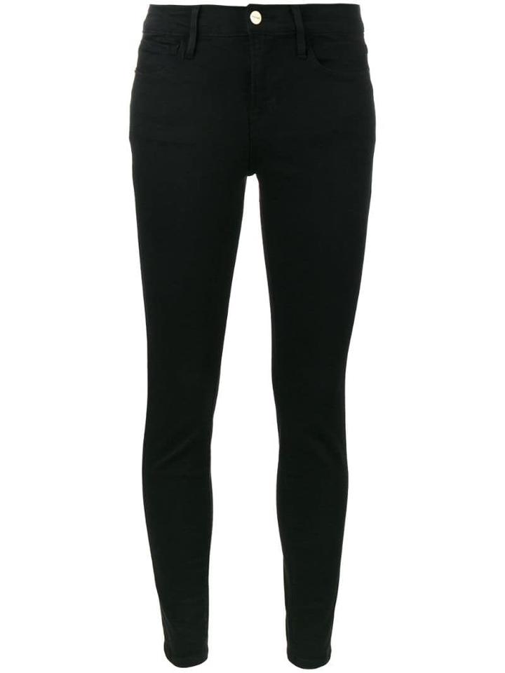 Frame Le Color Black Mid Rise Skinny Jeans