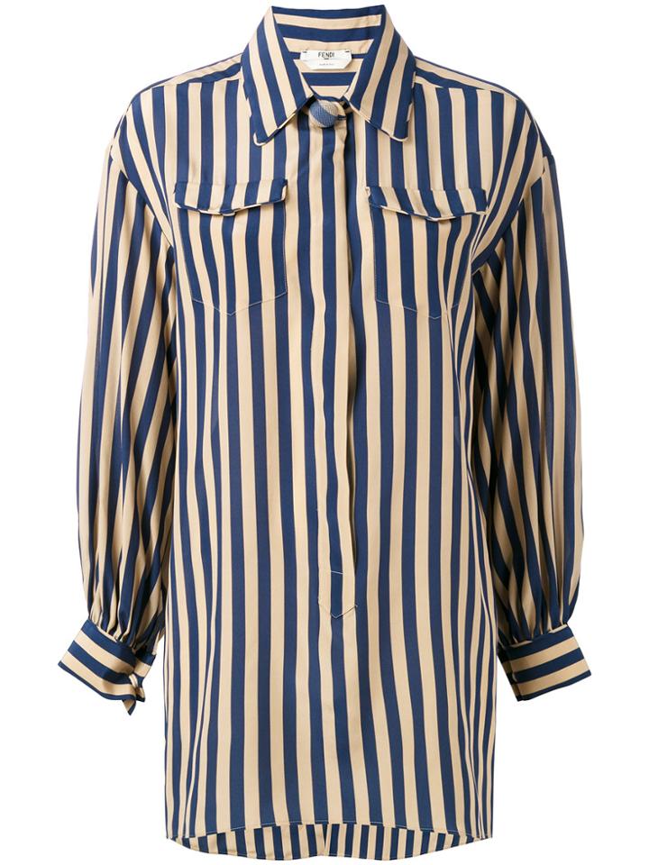 Fendi Striped Long Sleeve Shirt - Blue