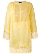 Ermanno Ermanno Lace Trim Tunic Dress - Yellow & Orange