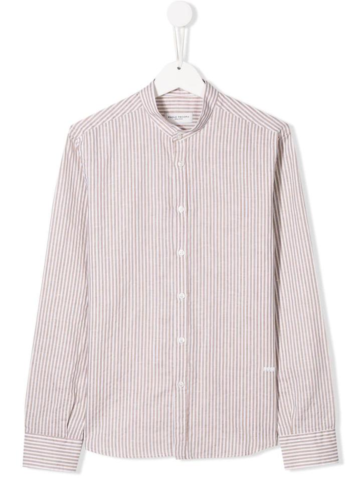 Paolo Pecora Kids Striped Shirt - Neutrals