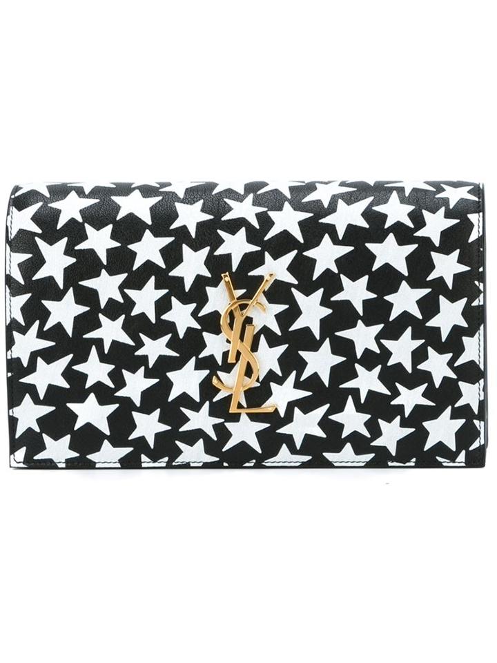 Saint Laurent Classic Monogram Clutch, Women's, Black, Leather
