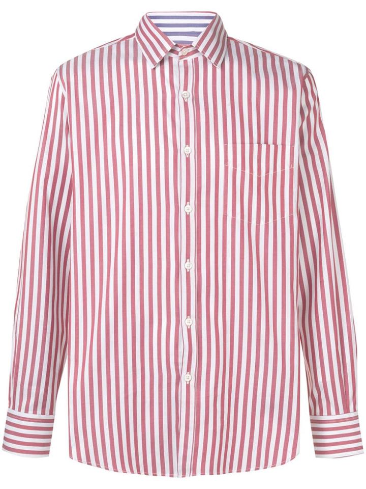 Canali Slim-fit Striped Shirt - Red