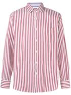 Canali Slim-fit Striped Shirt - Red