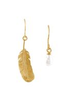 Wouters & Hendrix 'my Favourite' Feather And Pearl Earrings