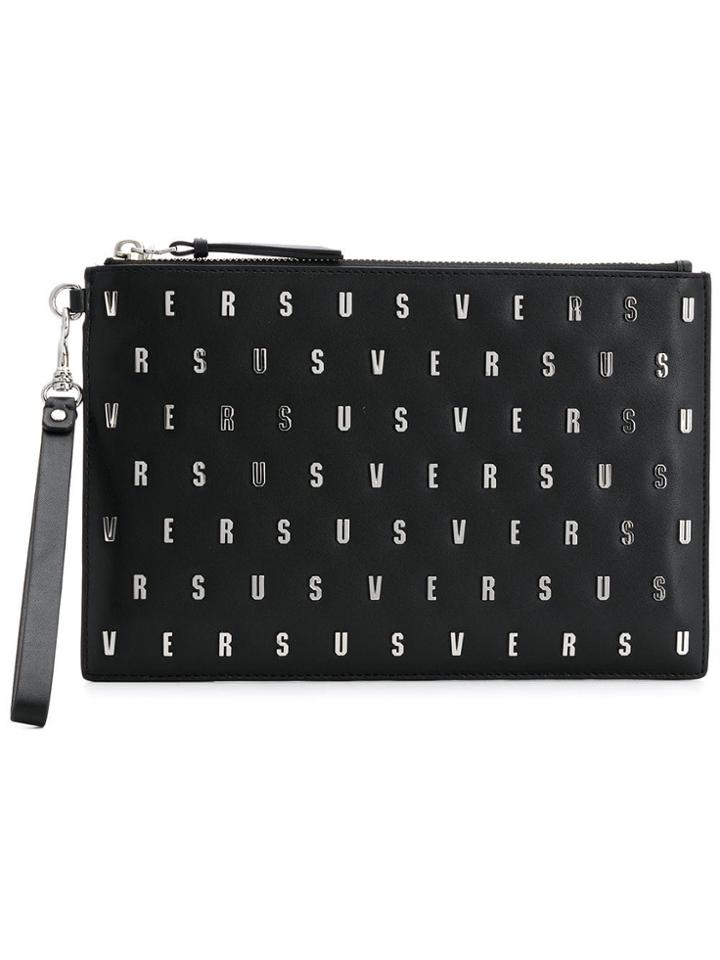 Versus Logo Studded Pouch Bag - Black