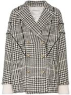 Alessandra Rich Double-breasted Houndstooth Jacket - Black