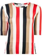 Thom Browne Striped Half Sleeve Top - White
