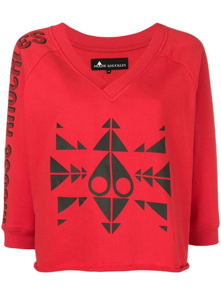 Moose Knuckles Cropped Printed Sweatshirt - Red
