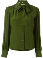 Céline Vintage Pussy Bow Shirt, Women's, Size: 38, Green