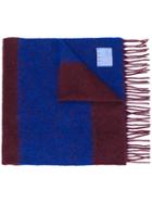 Kenzo Striped Wool Scarf - Blue