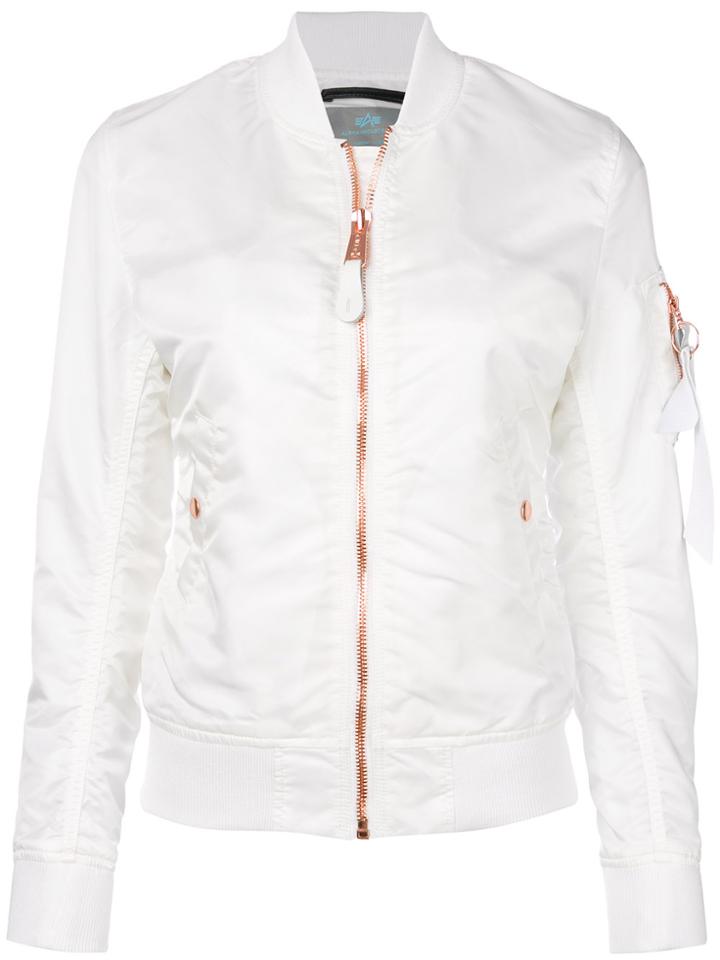 Alpha Industries Zipped Bomber Jacket - White