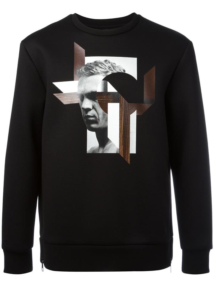 Neil Barrett Graphic Print Sweatshirt, Men's, Size: Xl, Black, Viscose/polyurethane
