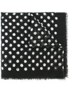 Saint Laurent Large Pois Square Scarf, Women's, Black, Silk/cotton/cashmere