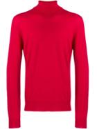 Fay Turtleneck Fine Knit Sweater - Red