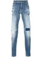 Dolce & Gabbana Distressed Regular Fit Jeans, Men's, Size: 44, Blue, Cotton/spandex/elastane