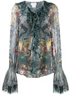 Camilla Printed Long Sleeve Blouse - Blue