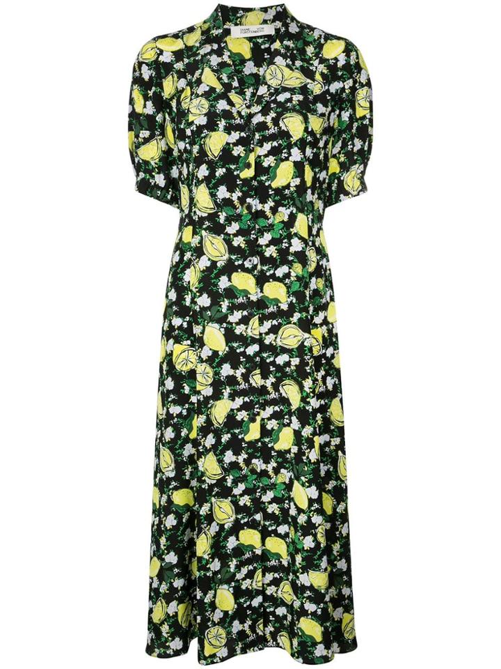 Dvf Diane Von Furstenberg Lily Lemon Print Dress - Black