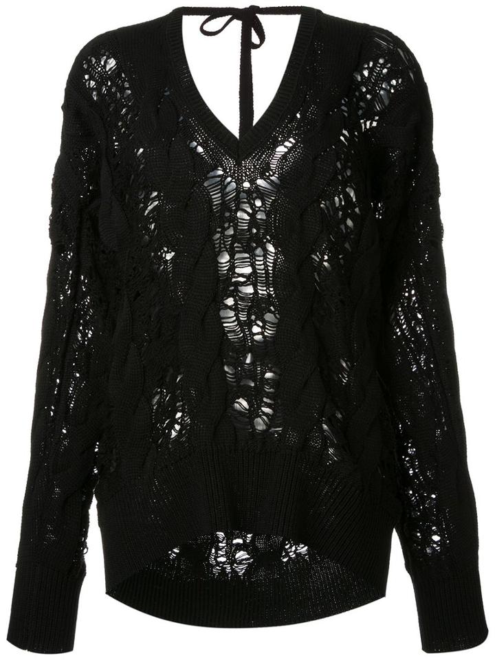 Maison Mihara Yasuhiro Cable Knit Jumper, Women's, Size: 38, Black, Cotton/acrylic