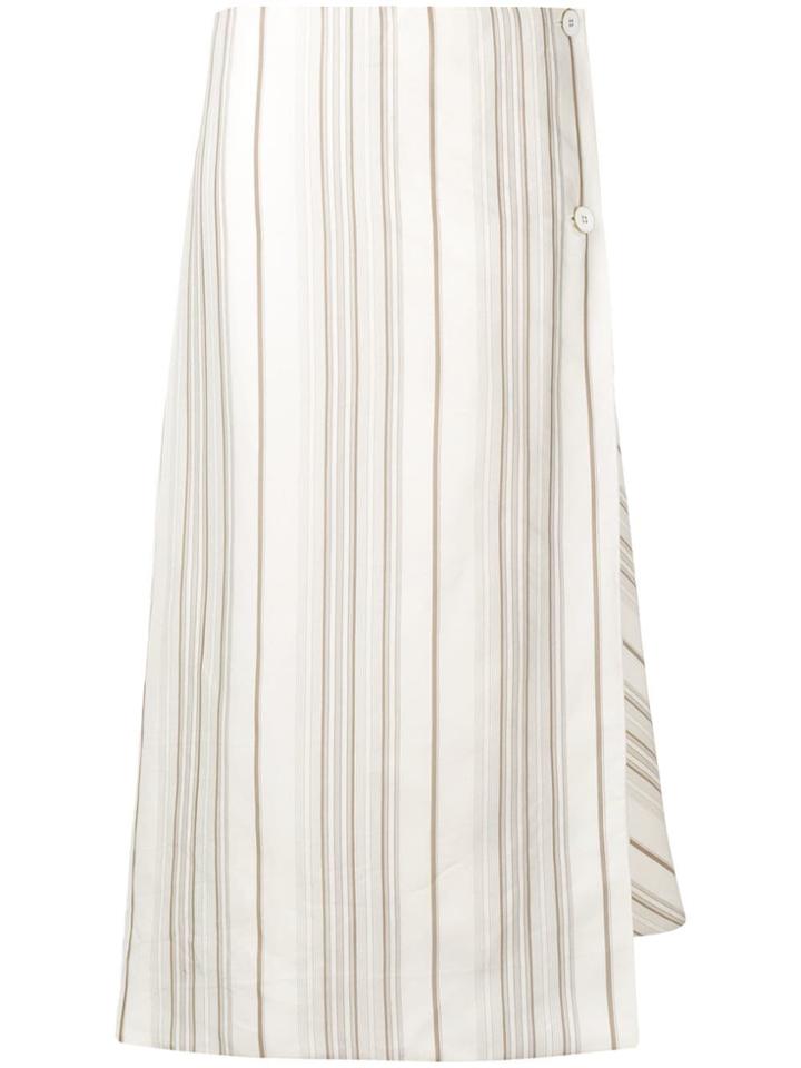 Jil Sander Striped Wrap Front Skirt - White