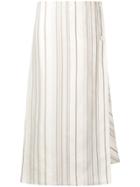 Jil Sander Striped Wrap Front Skirt - White
