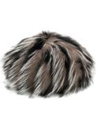 Prada Striped Fur Hat - Grey